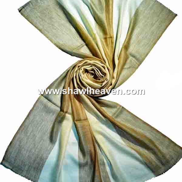 Beige bold stripes cashmere scarf wrap